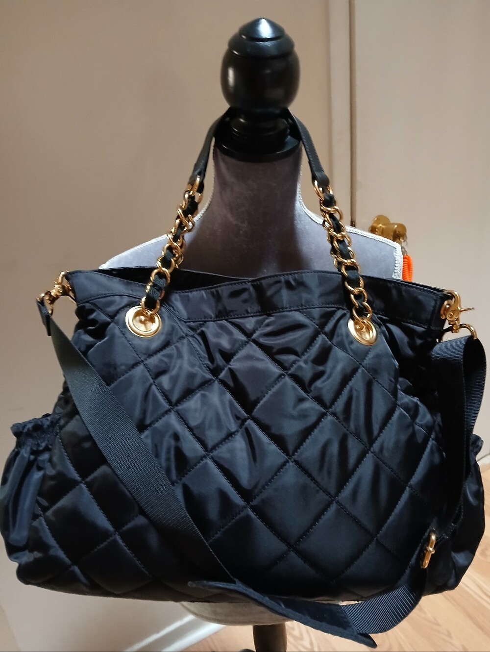 Felix Rey Quilted Nylon Diaper Shoulder Bag With Change Pad